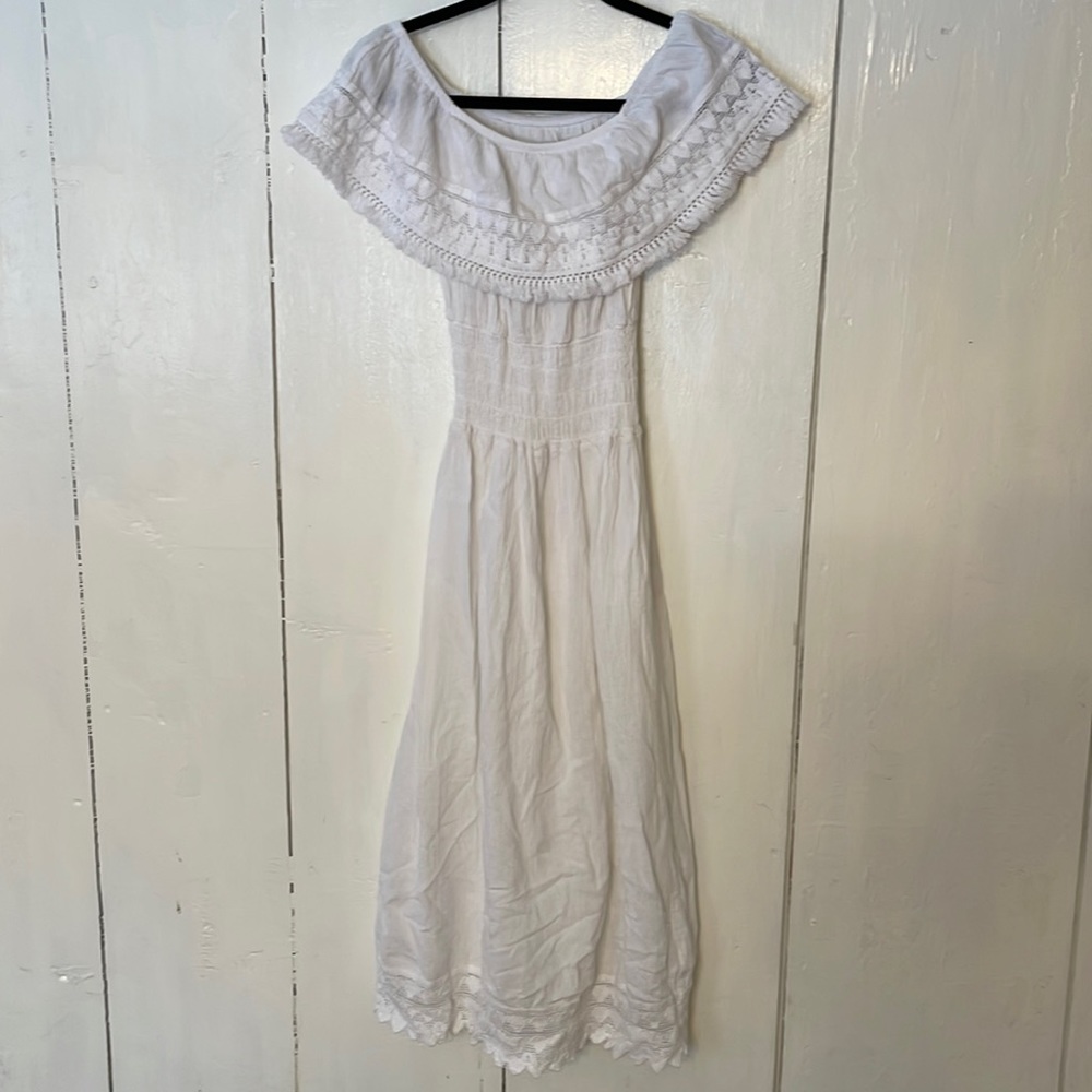 White ruched bodice dress
